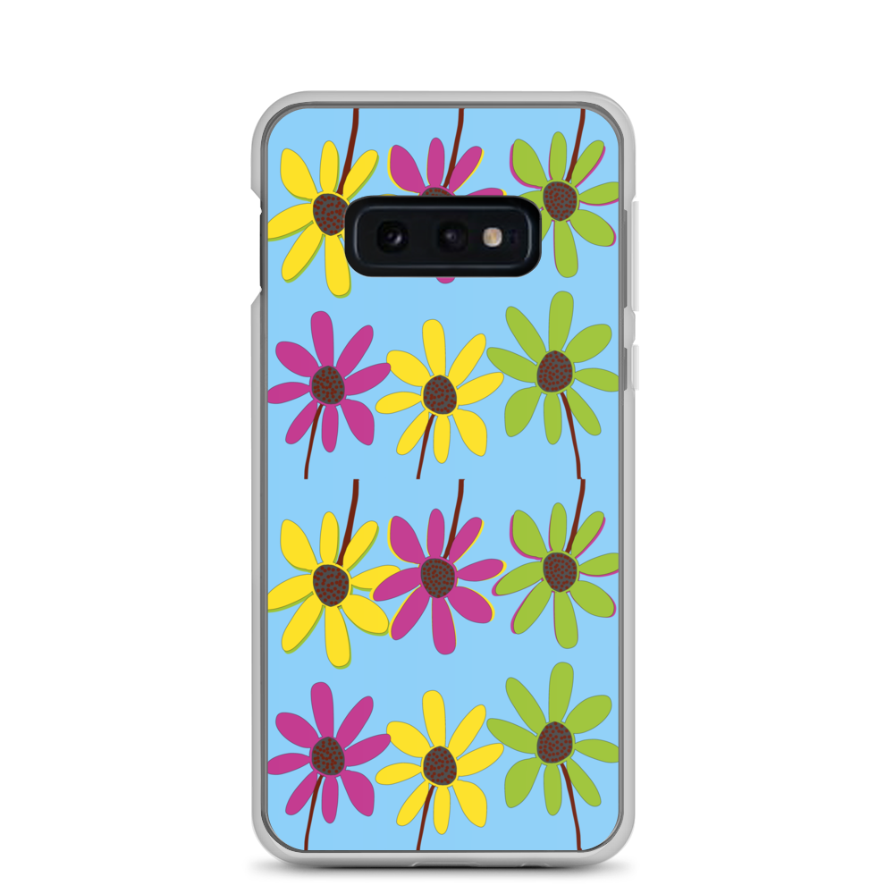 Colourful Hand Drawn Flower Petals Sky Blue Samsung Case TeeSpect