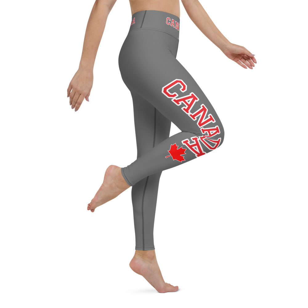 Bold Canada And Maple Leaf Super Soft, Stretchy, Comfortable All Over Print Yoga Leggings With Pockets TeeSpect
