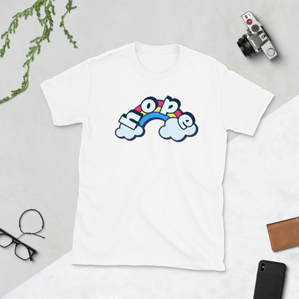 Bubblegum Hope Rainbow Clouds Unisex Soft Cotton Softstyle Short-Sleeve T-Shirt TeeSpect