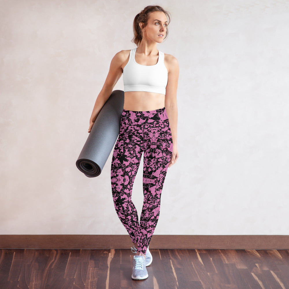 Mid Autumn Leaf Parade Multi Colors Super Soft, Stretchy, Comfortable Yoga Leggings With Pockets TeeSpect