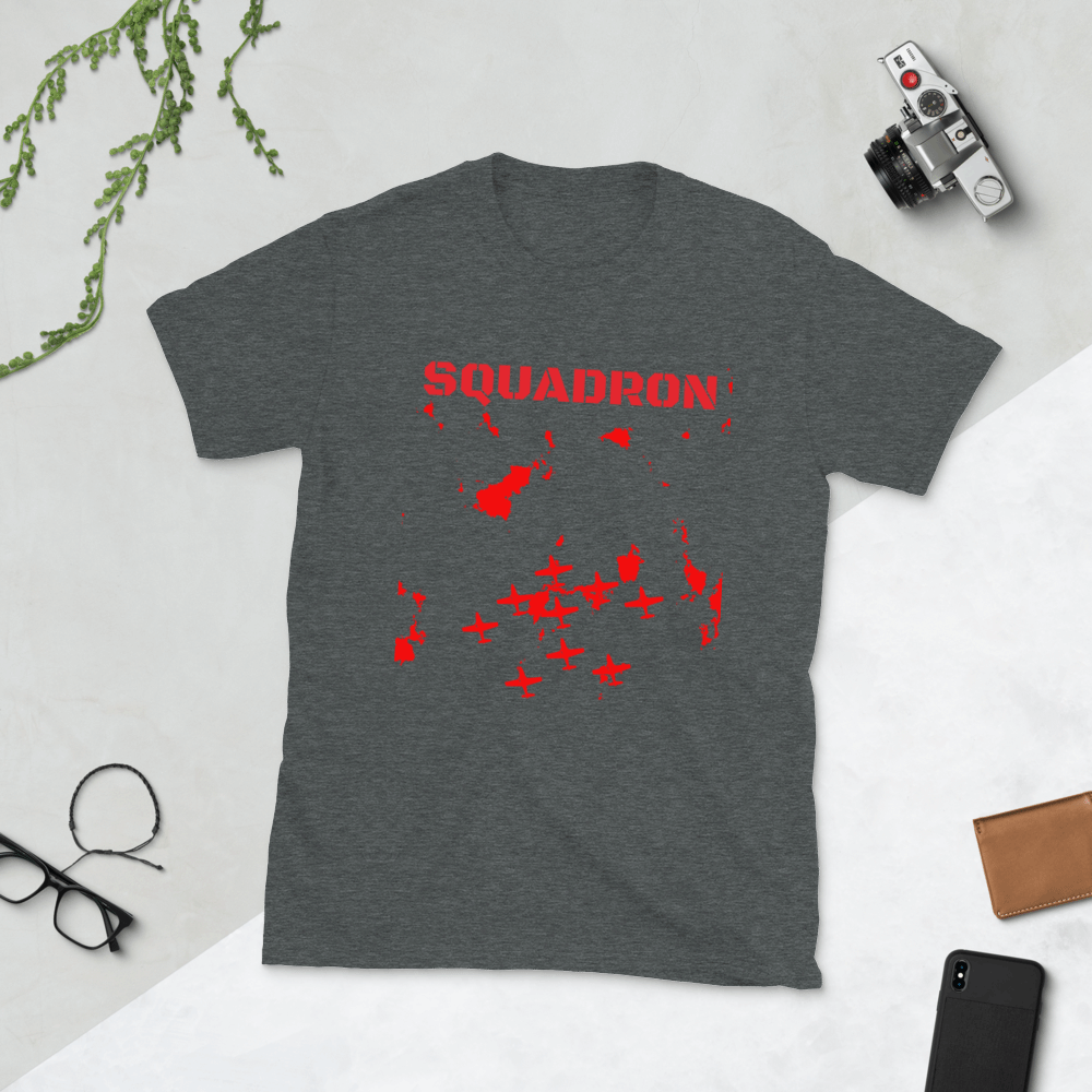 Custom Text Fighter Plane Squadron Personalized Unisex Basic Softstyle Short Sleeve T-Shirt TeeSpect