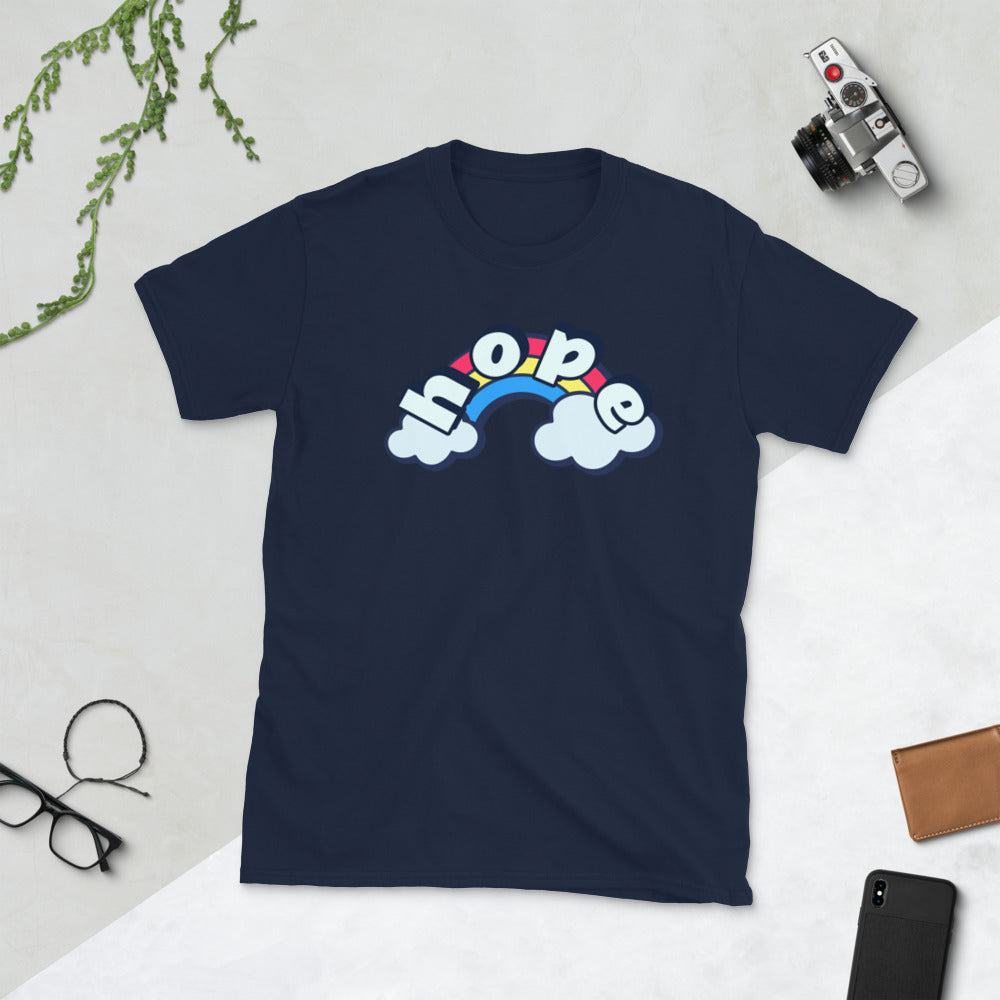 Bubblegum Hope Rainbow Clouds Unisex Soft Cotton Softstyle Short-Sleeve T-Shirt TeeSpect