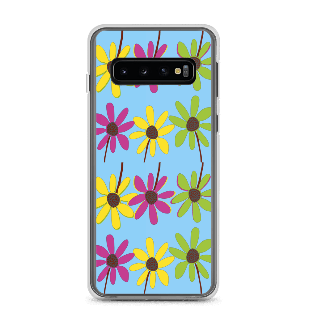 Colourful Hand Drawn Flower Petals Sky Blue Samsung Case TeeSpect