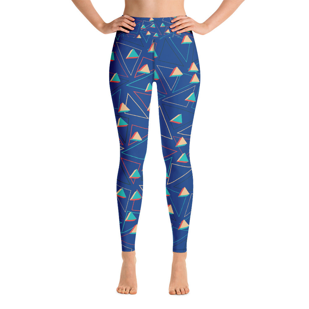 Triangular Candied Blue Yoga Leggings TeeSpect