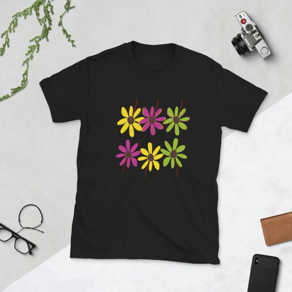 Colourful Hand Drawn Flower Petals Basic Soft-style Short-Sleeve T-Shirt TeeSpect