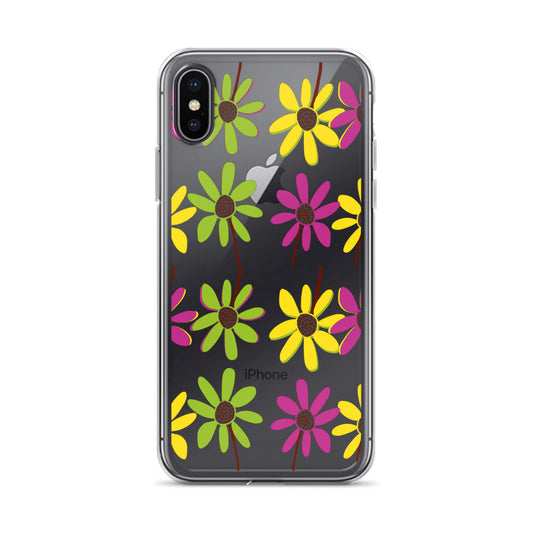 iPhone Colourful Hand Drawn Flower Petals Clear Case TeeSpect