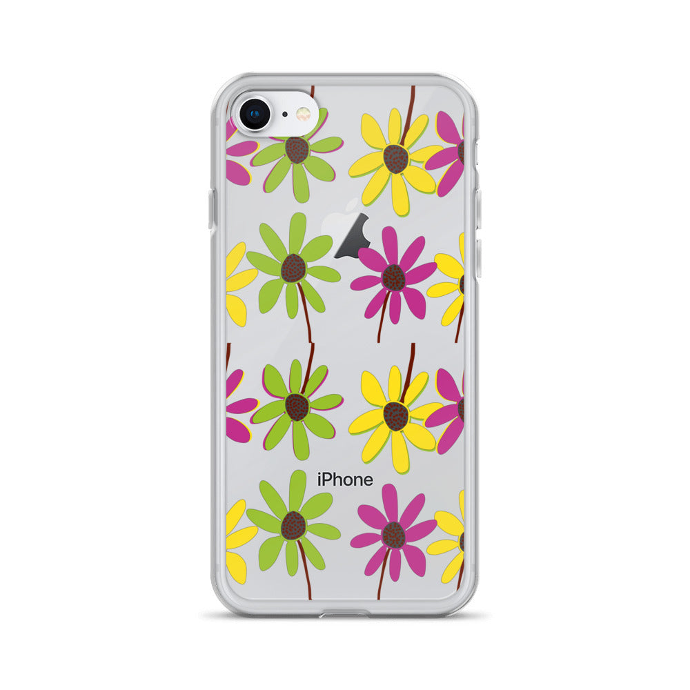 iPhone Colourful Hand Drawn Flower Petals Clear Case TeeSpect