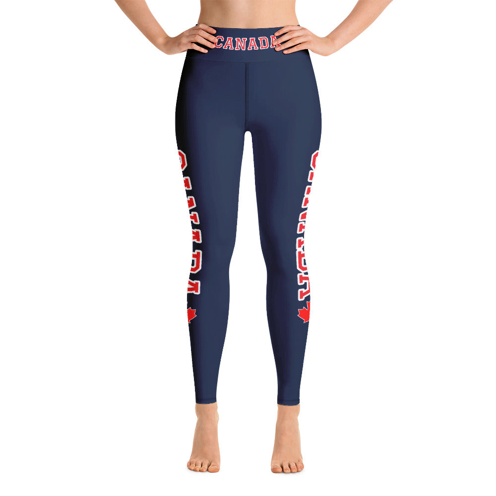 Bold Canada And Maple Leaf Super Soft, Stretchy, Comfortable All Over Print Yoga Leggings With Pockets TeeSpect
