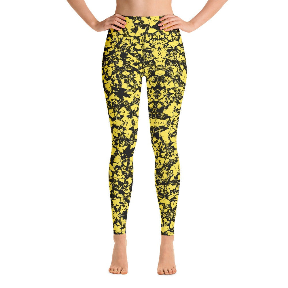Mid Autumn Leaf Parade Multi Colors Super Soft, Stretchy, Comfortable Yoga Leggings With Pockets TeeSpect