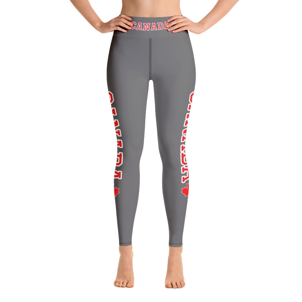Bold Canada And Maple Leaf Super Soft, Stretchy, Comfortable All Over Print Yoga Leggings With Pockets TeeSpect