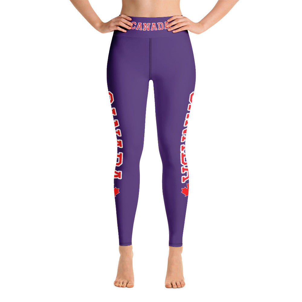 Bold Canada And Maple Leaf Super Soft, Stretchy, Comfortable All Over Print Yoga Leggings With Pockets TeeSpect