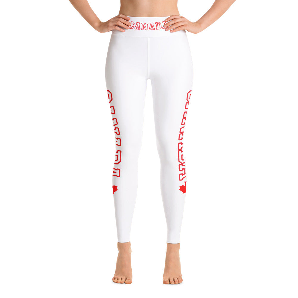 Bold Canada And Maple Leaf Super Soft, Stretchy, Comfortable All Over Print Yoga Leggings With Pockets TeeSpect