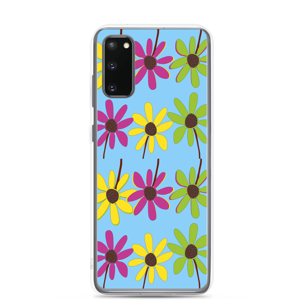 Colourful Hand Drawn Flower Petals Sky Blue Samsung Case TeeSpect