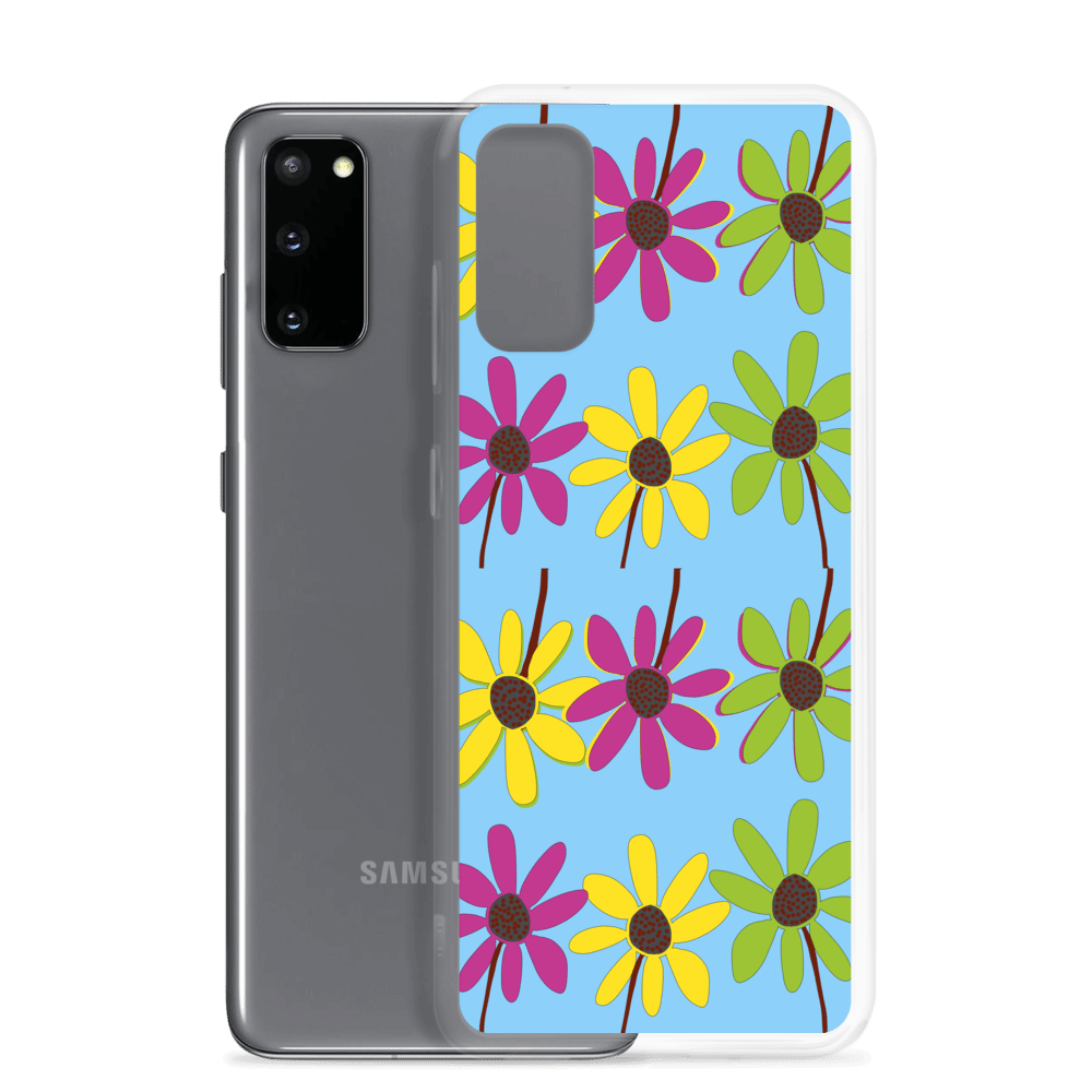 Colourful Hand Drawn Flower Petals Sky Blue Samsung Case TeeSpect