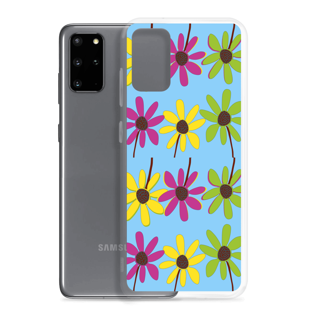 Colourful Hand Drawn Flower Petals Sky Blue Samsung Case TeeSpect