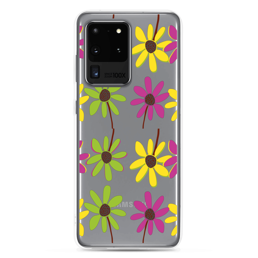 Samsung Colourful Hand Drawn Flower Petals Clear Case TeeSpect