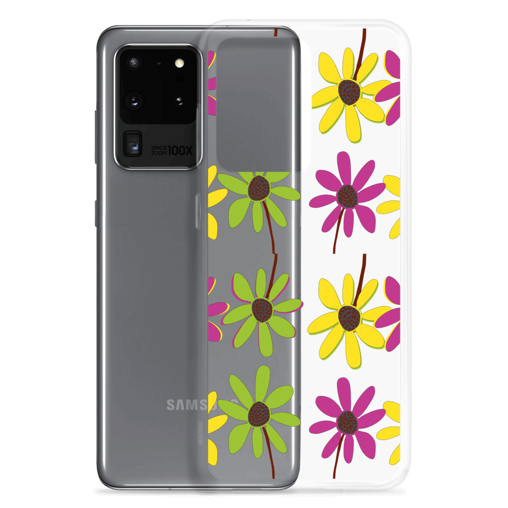 Samsung Colourful Hand Drawn Flower Petals Clear Case TeeSpect