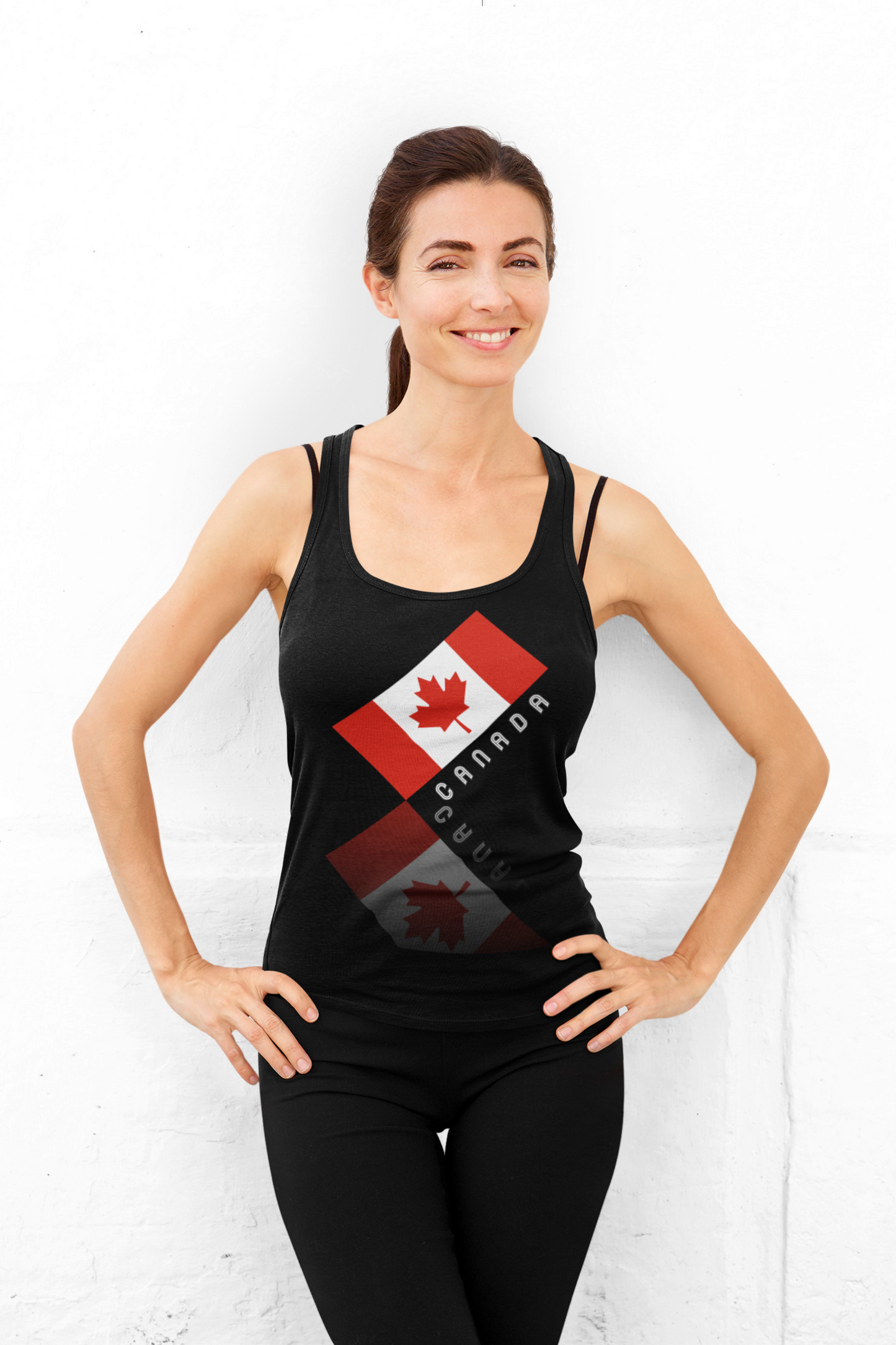 Women's Elegant Maple Leaf Canada Ideal Racerback Tank TeeSpect