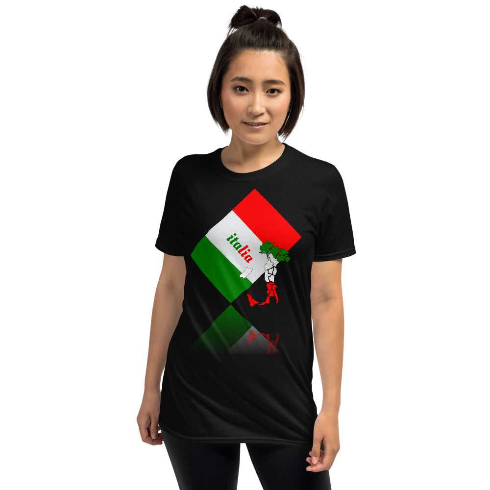 Short-Sleeve Elegant Italia - Italy Flag And Map Unisex Softstyle T-Shirt TeeSpect