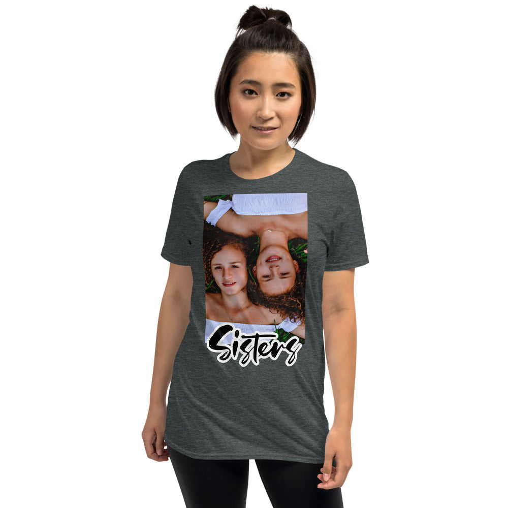 Sisters Custom Photo + Text Personalized Unisex Softstyle Short-Sleeve T-Shirt TeeSpect