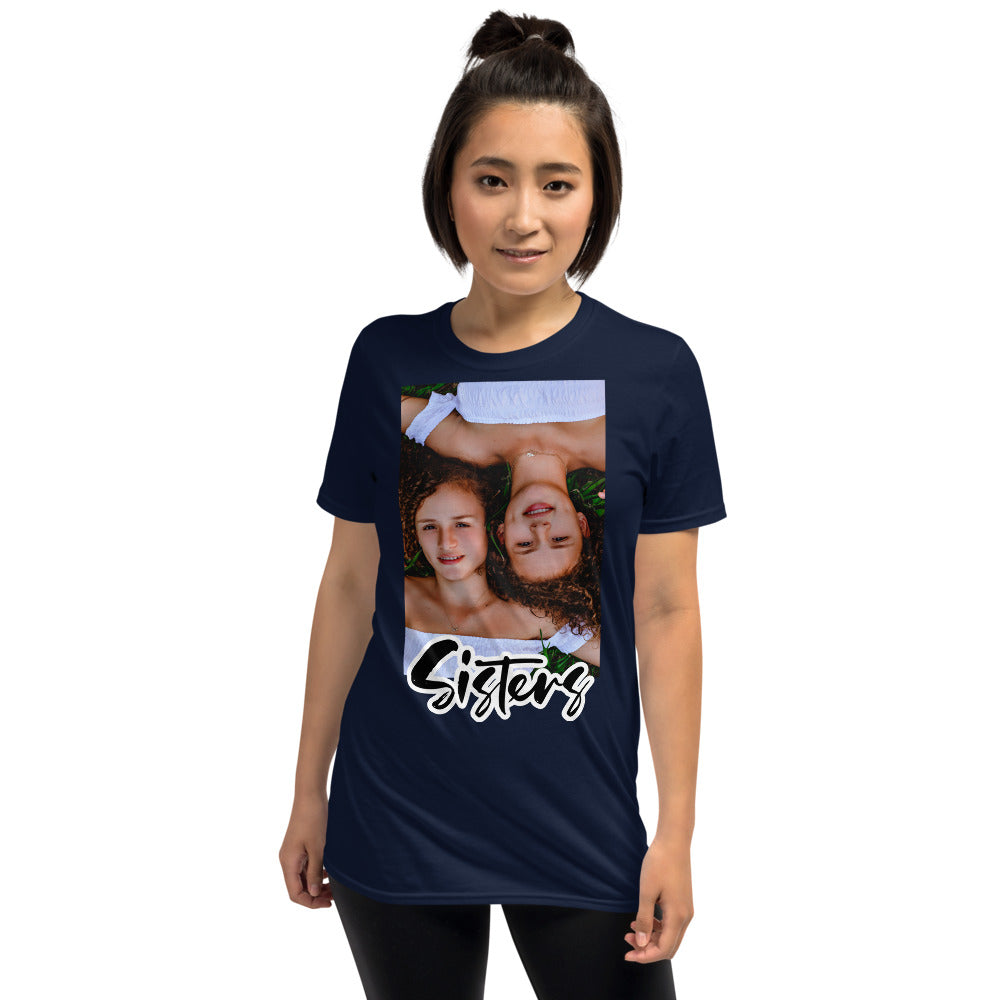 Sisters Custom Photo + Text Personalized Unisex Softstyle Short-Sleeve T-Shirt TeeSpect
