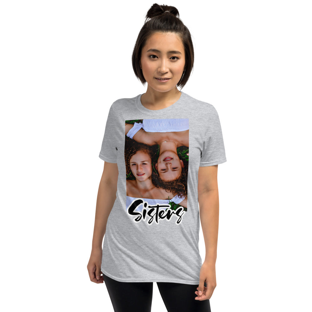 Sisters Custom Photo + Text Personalized Unisex Softstyle Short-Sleeve T-Shirt TeeSpect