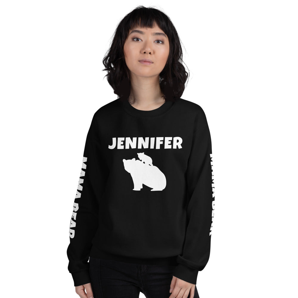 Custom Name, Arm Text Personalized Bold Mama Bear Sweatshirt TeeSpect
