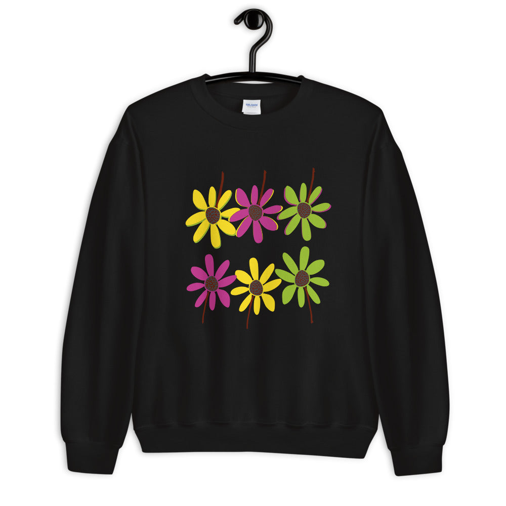 Colorful Hand Drawn Flower Petals Unisex Crew Neck Sweatshirt TeeSpect