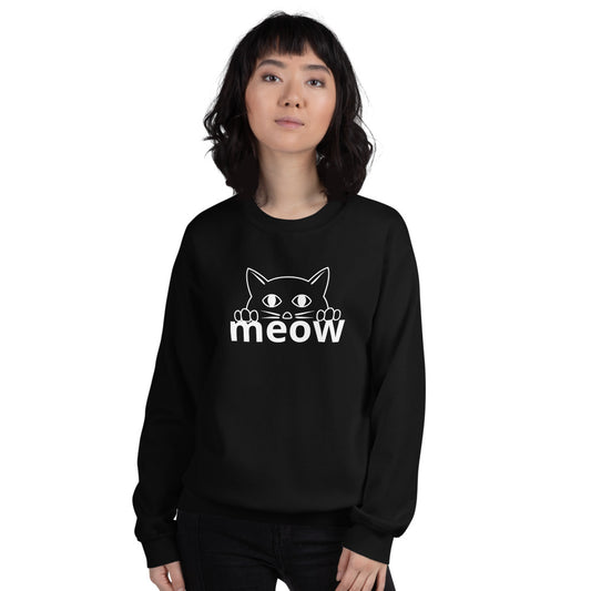 Cat Face Meow Warm, Soft Feel, Pre-Shrunk Classic Fit Crew Neck Sweatshirt TeeSpect