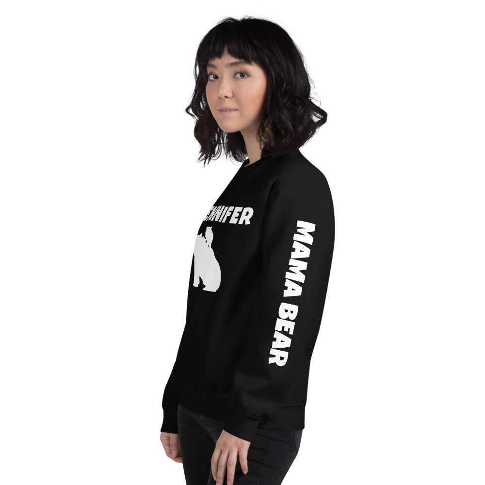 Custom Name, Arm Text Personalized Bold Mama Bear Sweatshirt TeeSpect