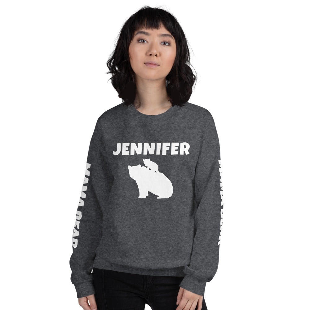 Custom Name, Arm Text Personalized Bold Mama Bear Sweatshirt TeeSpect