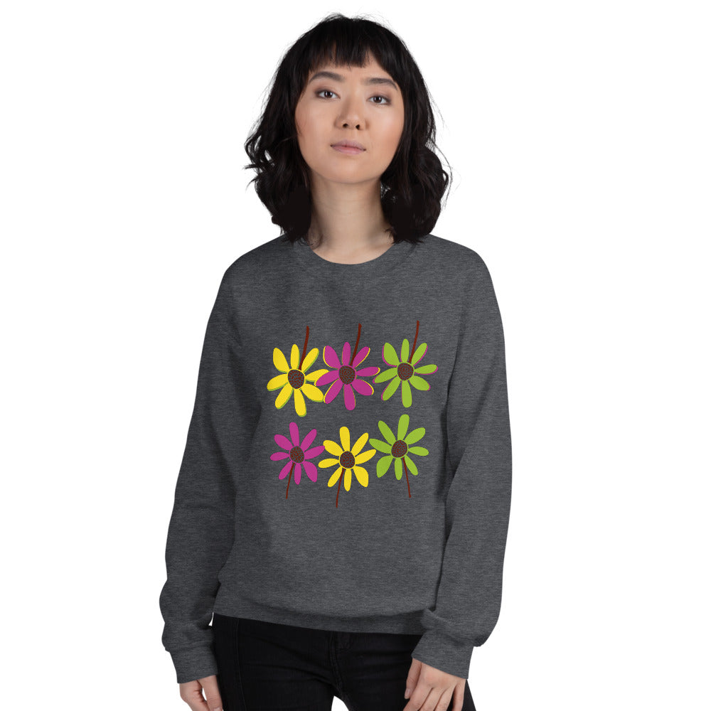 Colorful Hand Drawn Flower Petals Unisex Crew Neck Sweatshirt TeeSpect