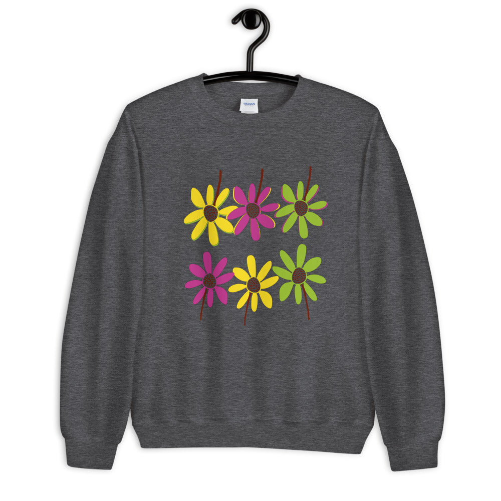 Colorful Hand Drawn Flower Petals Unisex Crew Neck Sweatshirt TeeSpect