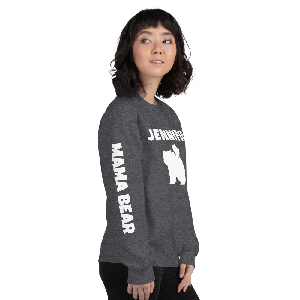 Custom Name, Arm Text Personalized Bold Mama Bear Sweatshirt TeeSpect