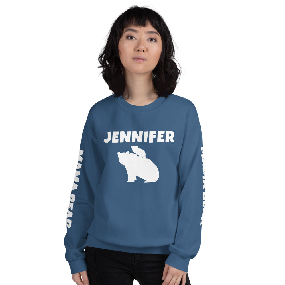 Custom Name, Arm Text Personalized Bold Mama Bear Sweatshirt TeeSpect
