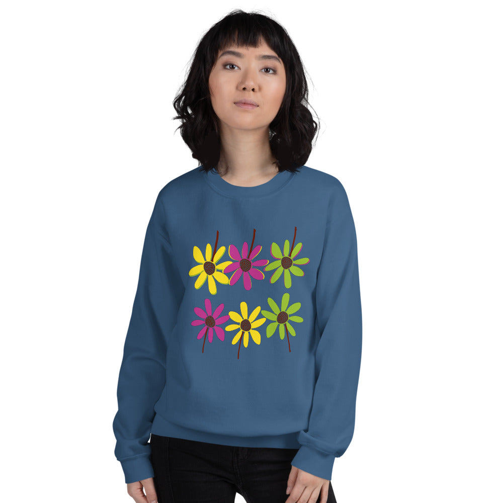 Colorful Hand Drawn Flower Petals Unisex Crew Neck Sweatshirt TeeSpect