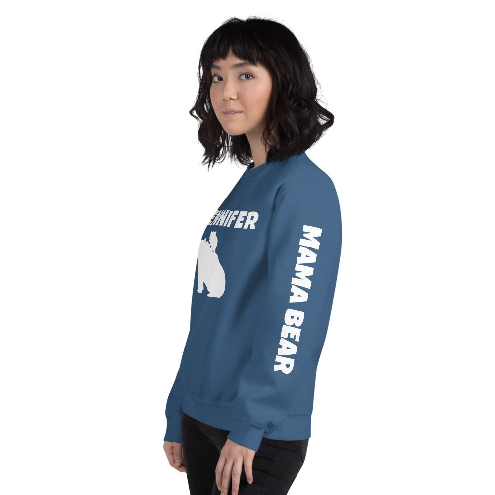 Custom Name, Arm Text Personalized Bold Mama Bear Sweatshirt TeeSpect