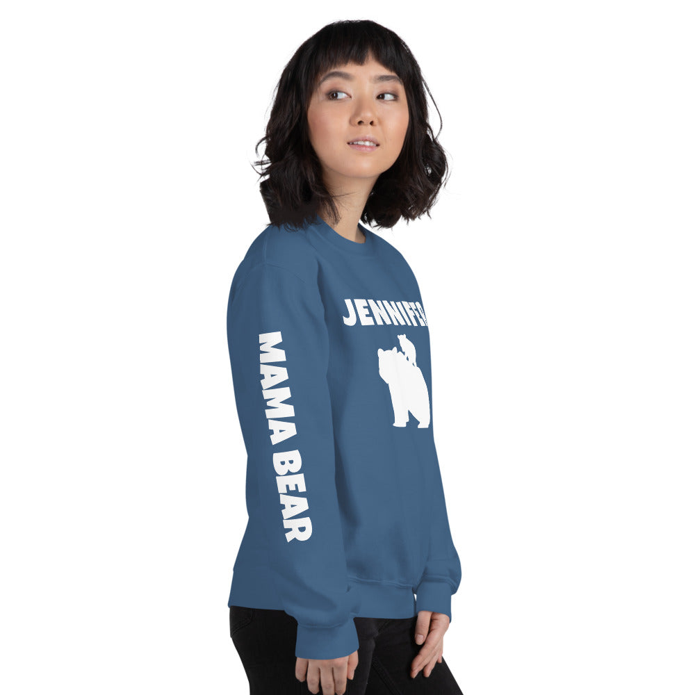 Custom Name, Arm Text Personalized Bold Mama Bear Sweatshirt TeeSpect