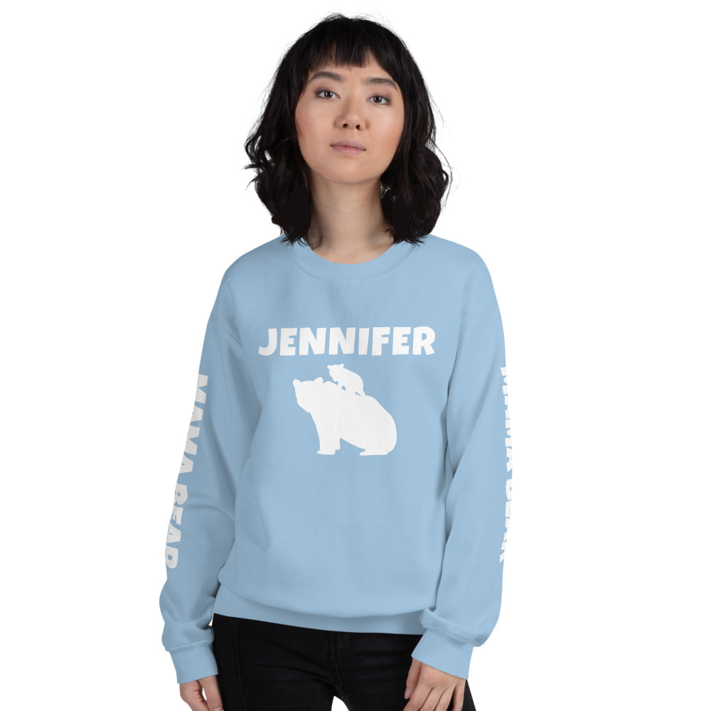 Custom Name, Arm Text Personalized Bold Mama Bear Sweatshirt TeeSpect