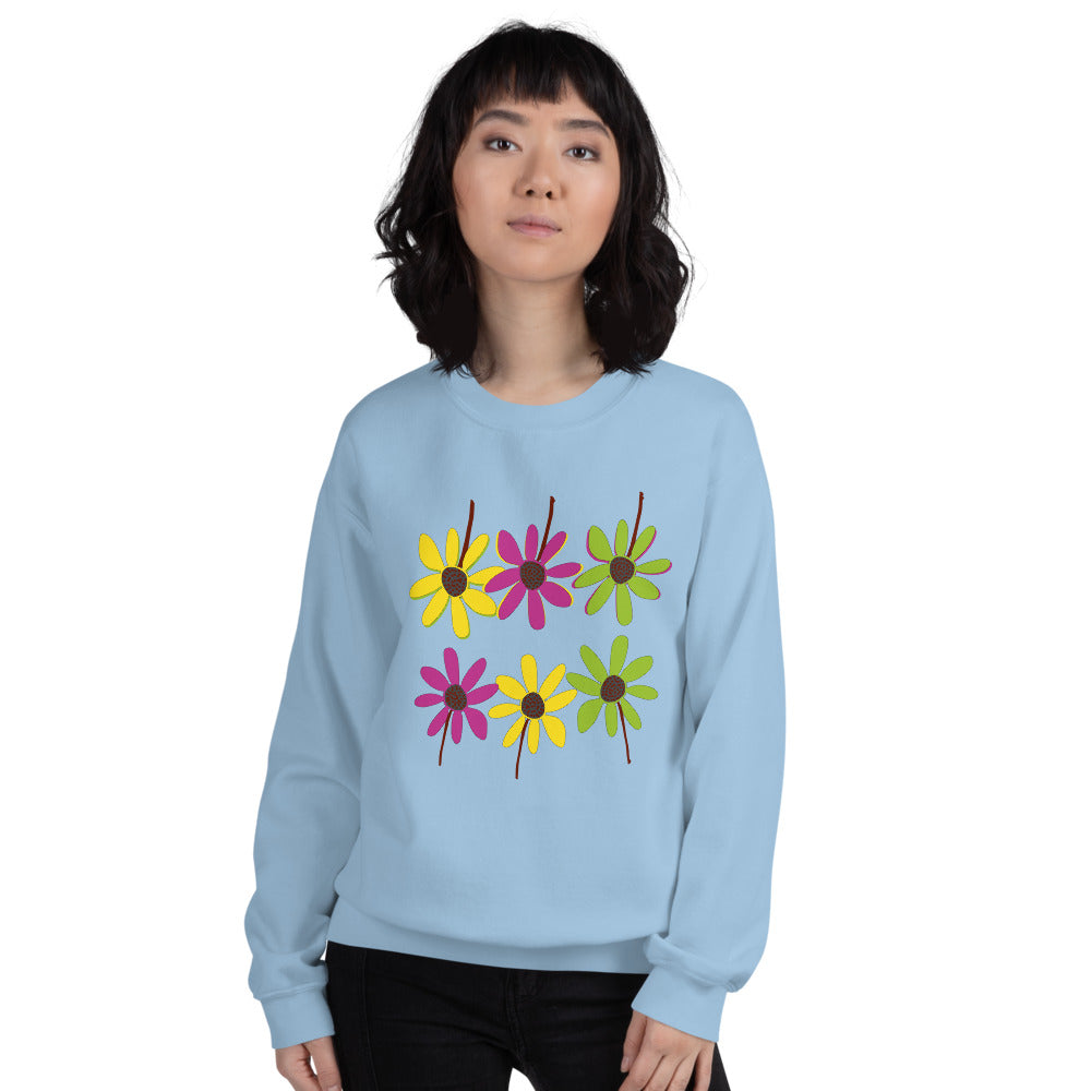 Colorful Hand Drawn Flower Petals Unisex Crew Neck Sweatshirt TeeSpect