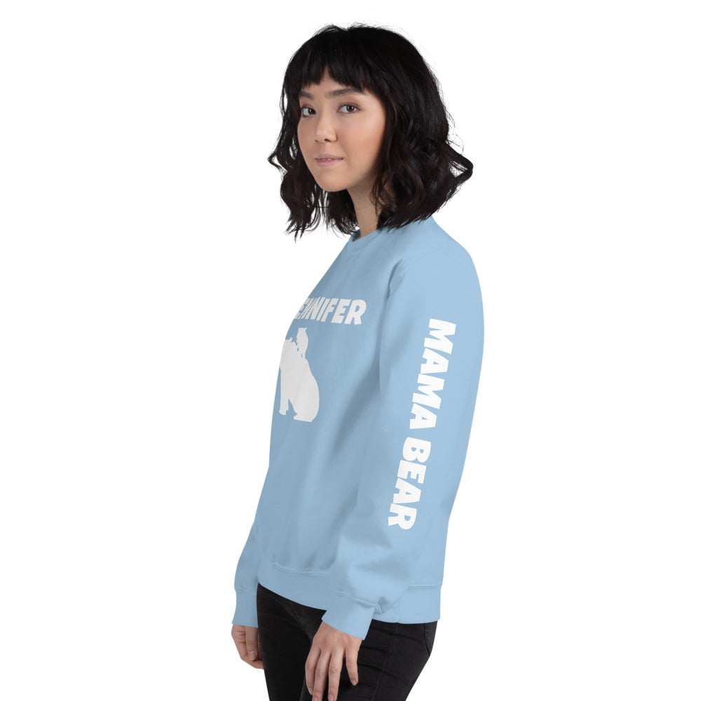 Custom Name, Arm Text Personalized Bold Mama Bear Sweatshirt TeeSpect