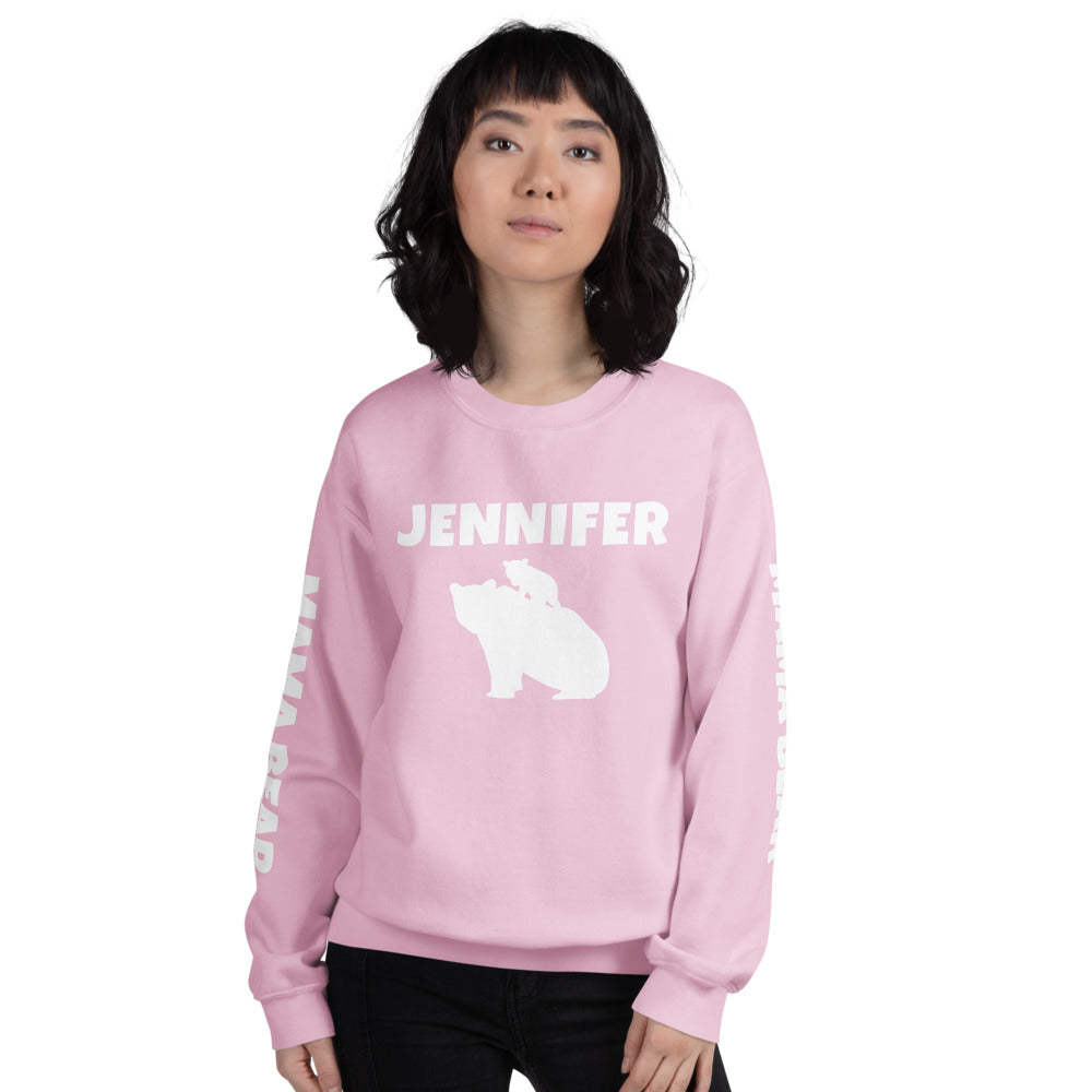Custom Name, Arm Text Personalized Bold Mama Bear Sweatshirt TeeSpect