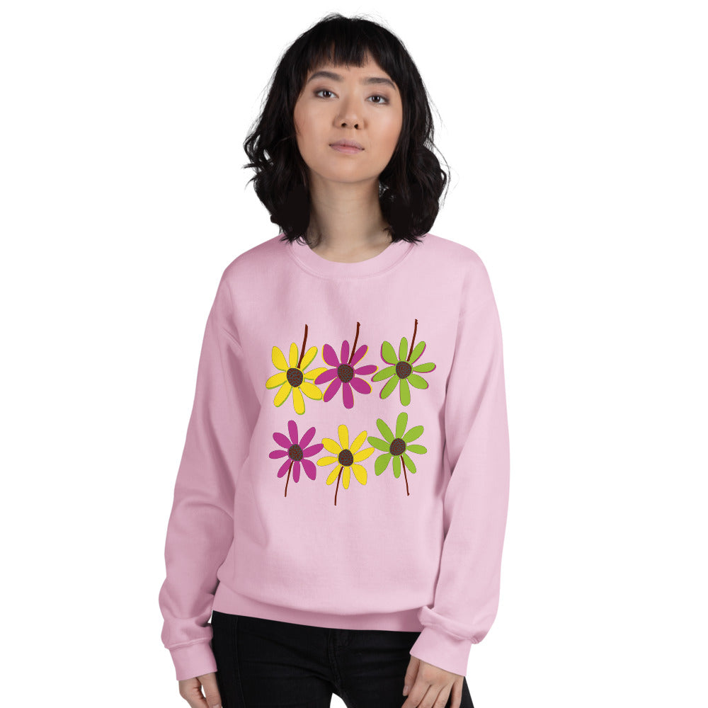 Colorful Hand Drawn Flower Petals Unisex Crew Neck Sweatshirt TeeSpect