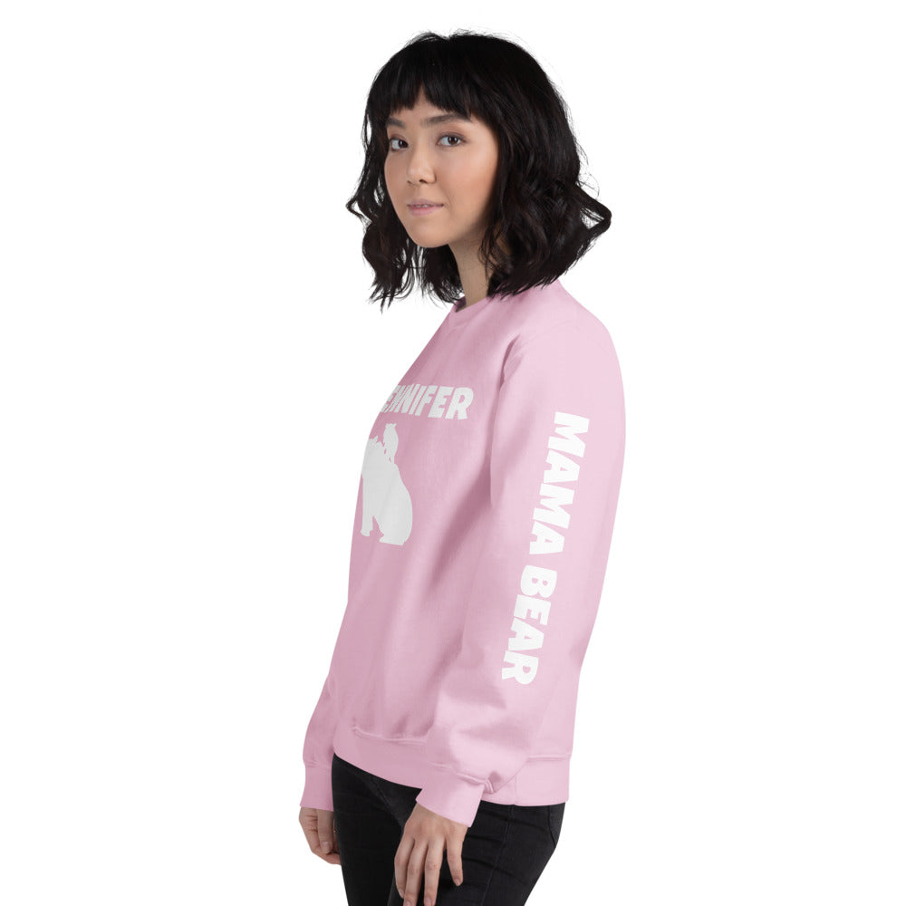 Custom Name, Arm Text Personalized Bold Mama Bear Sweatshirt TeeSpect