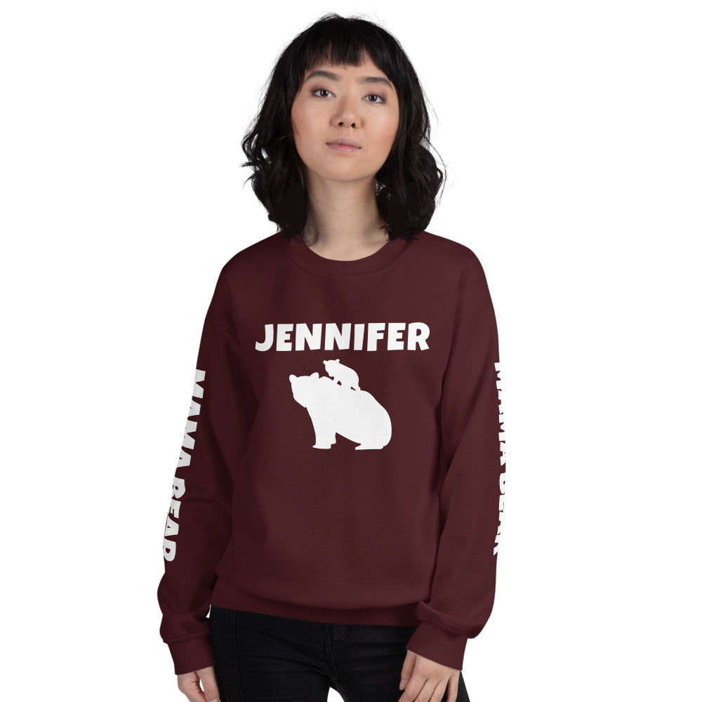 Custom Name, Arm Text Personalized Bold Mama Bear Sweatshirt TeeSpect