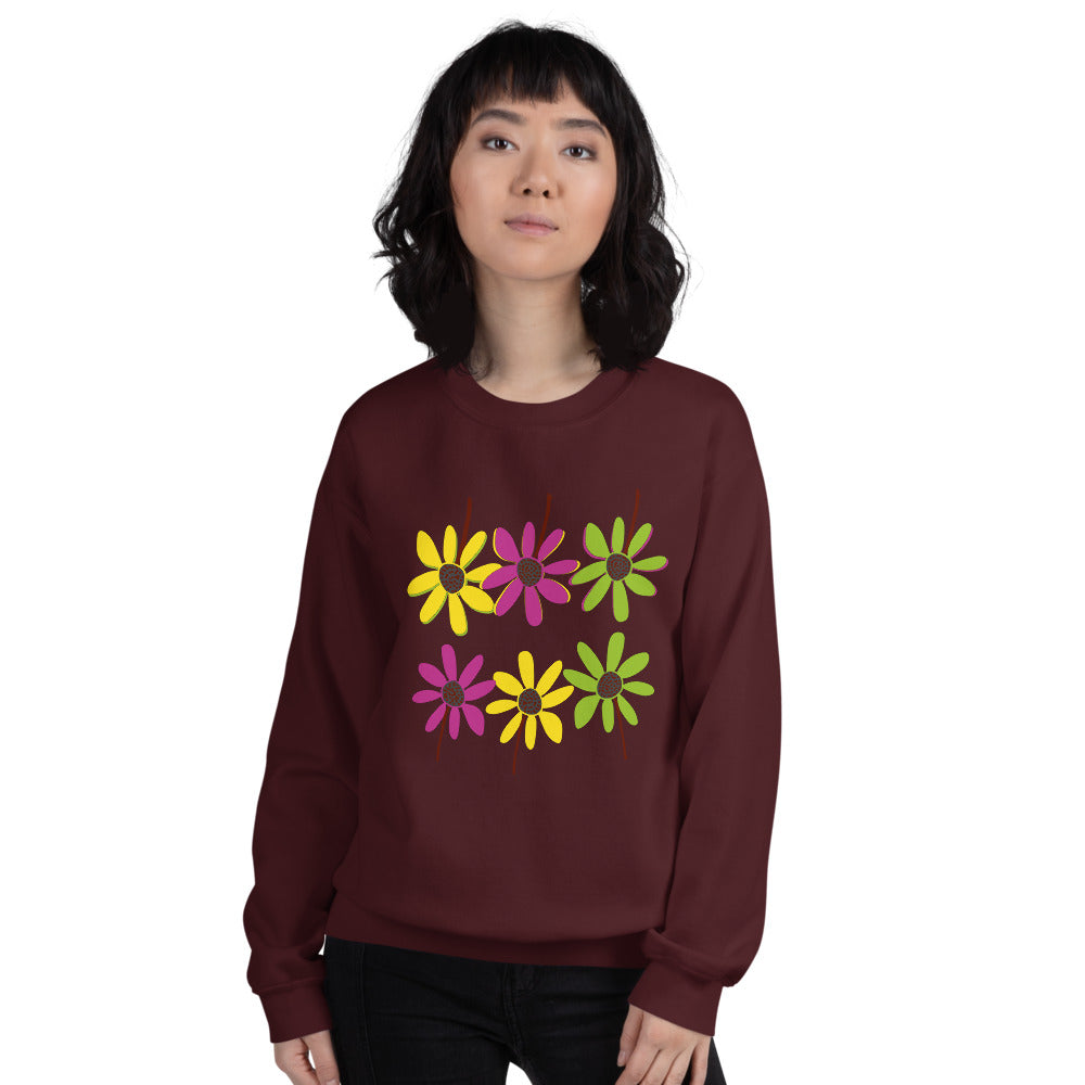 Colorful Hand Drawn Flower Petals Unisex Crew Neck Sweatshirt TeeSpect