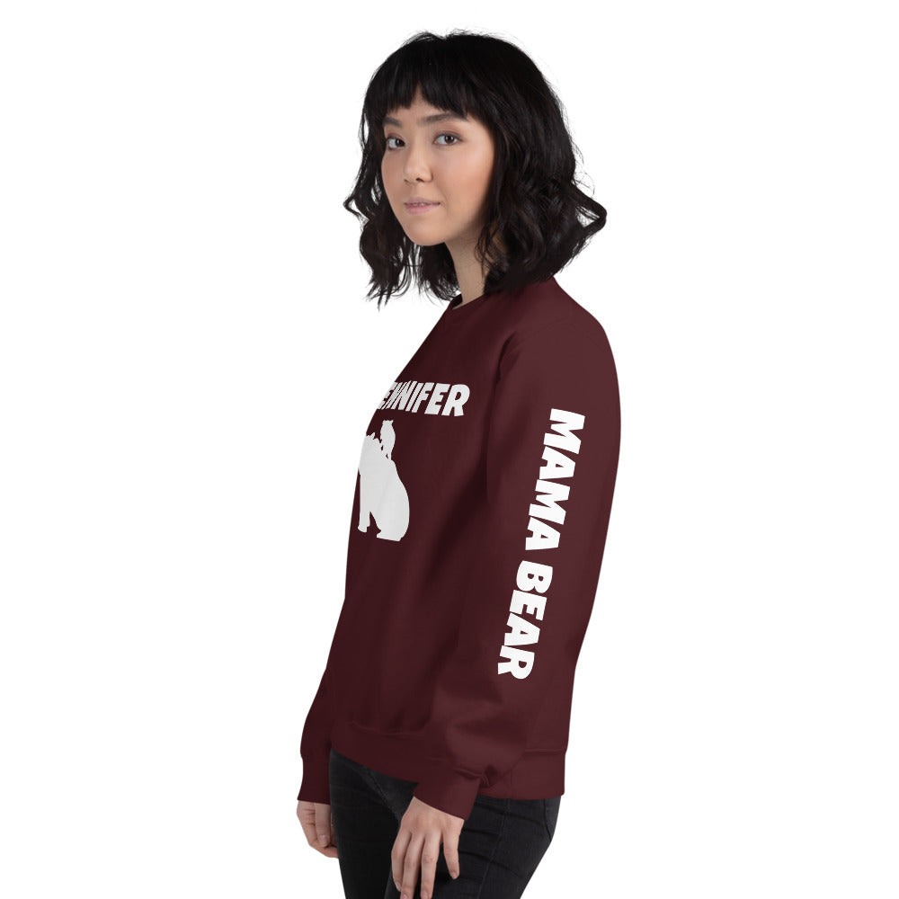 Custom Name, Arm Text Personalized Bold Mama Bear Sweatshirt TeeSpect