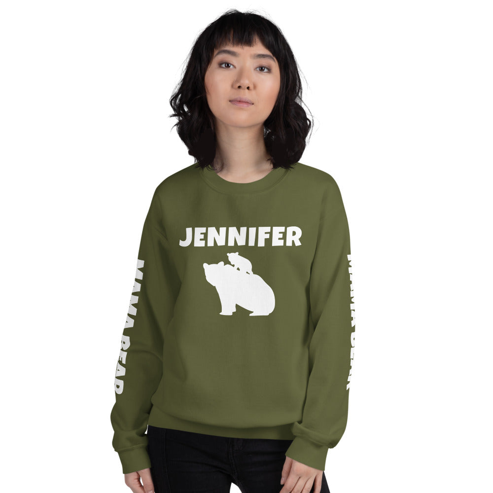 Custom Name, Arm Text Personalized Bold Mama Bear Sweatshirt TeeSpect