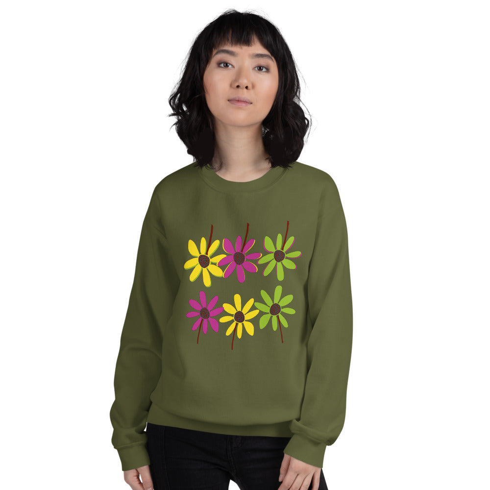Colorful Hand Drawn Flower Petals Unisex Crew Neck Sweatshirt TeeSpect