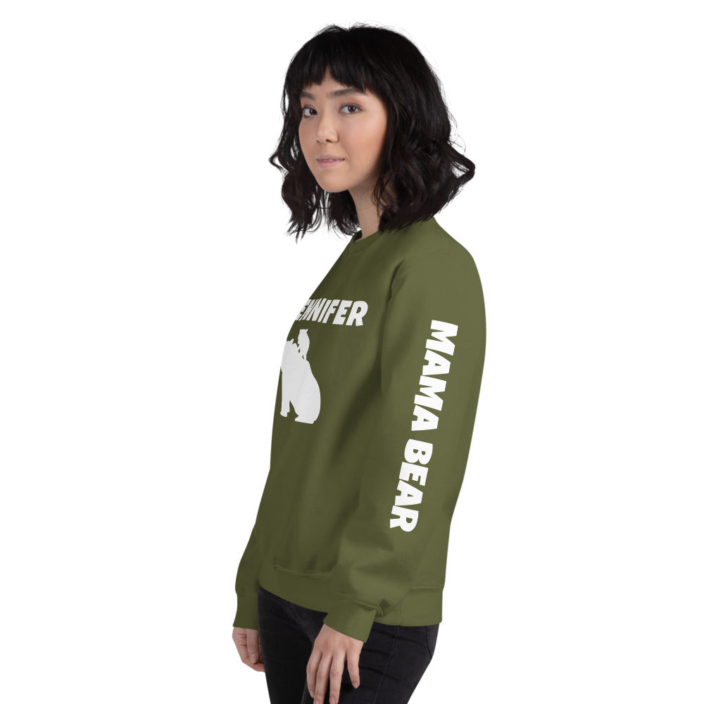 Custom Name, Arm Text Personalized Bold Mama Bear Sweatshirt TeeSpect